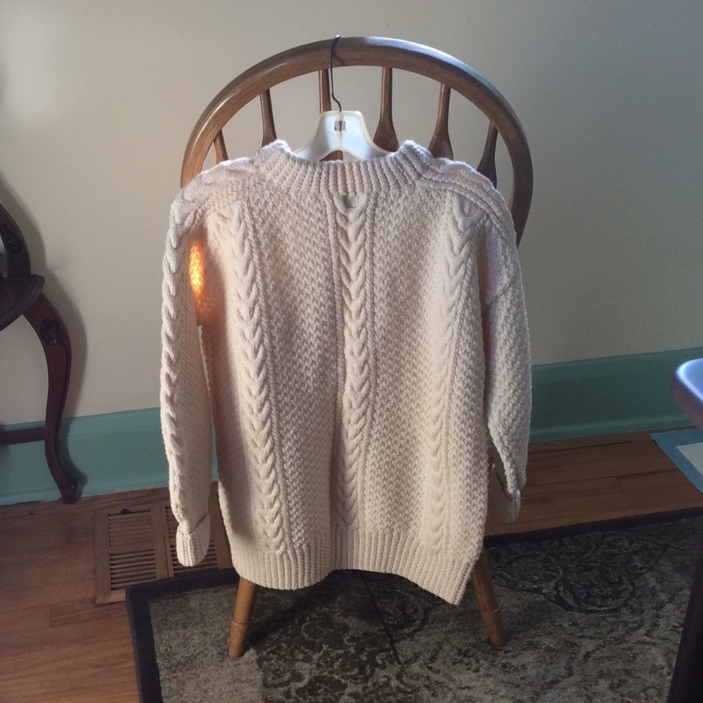 Hand knit 100% Wool Irish Pullover Sweater - Picture 6 of 7
